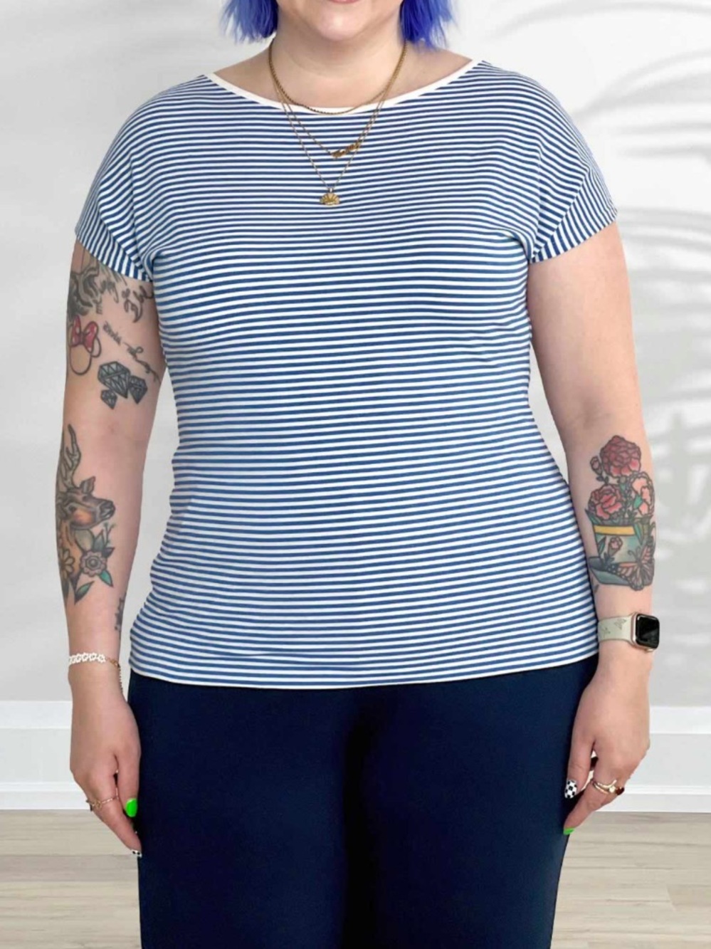 Miik Rio Dolman Tee in Blue/White stripe